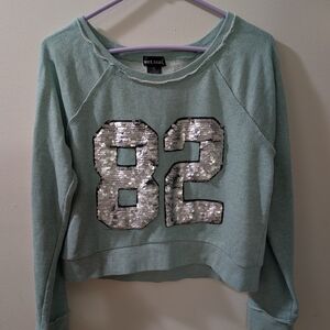 Wet Seal Women's Mint Green Sequin Number Top